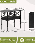 Product dimensions for 4Ft Folding Camping Table With Carry Bag And Mesh Storage, Ultra Lightweight Roll Up Picnic Table For Camping.