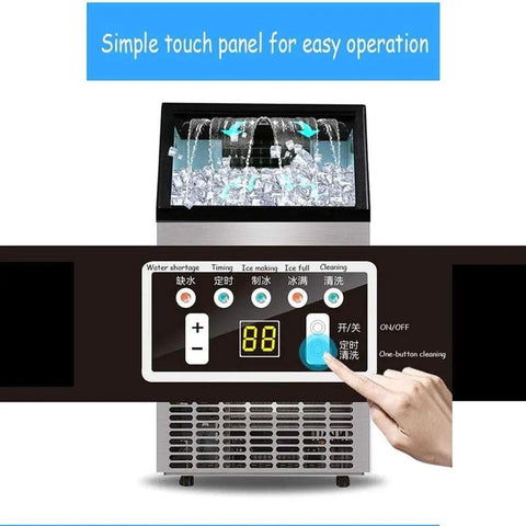 Top Shelf Countertop Nugget Ice Maker Chilling 120 Pounds Daily With Solid 33 Pound Storage showing simple touch panel controls.