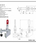 Pro Grade Heavy Duty Quick Fixture Clamp Set With Quick Release Vertical Toggle Clamp dimensions and design GH-101-B