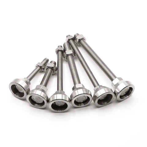 Shake Off Those Floor Wobbles Fast With Heavy Duty Adjustable Leveling Feet Cups 30Mm 304 Stainless Steel Lock Securely For Top Shelf Stability Breeze To Swap In Four Pack Ready. Set of stainless steel leveling feet with varying lengths.