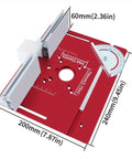 Heavy Duty Aluminum Router Table Insert Plate With Miter Gauge For Woodworking Trimming And Diy Milling That Gives You Bang For Your Buck On Any Bench Setup, showing dimensions and features.