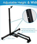 Vertical Bike Stand Floor Bicycle Rack With Adjustable Upright Design For Space Saving Home Storage diagram showing dimensions