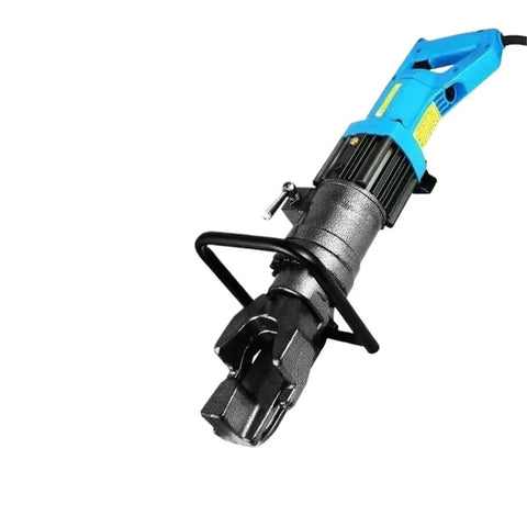 AOXHUGB Hydraulic Rebar Bender Portable Electric Steel Bar Machine High Power Motor shown from side with grip handle, suitable for construction.