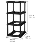 Four Tier Vertical Tote Storage Rack For Garage Organization Holds Four 27 Gallon Bins Heavy Duty Plastic Organizer No Stacking