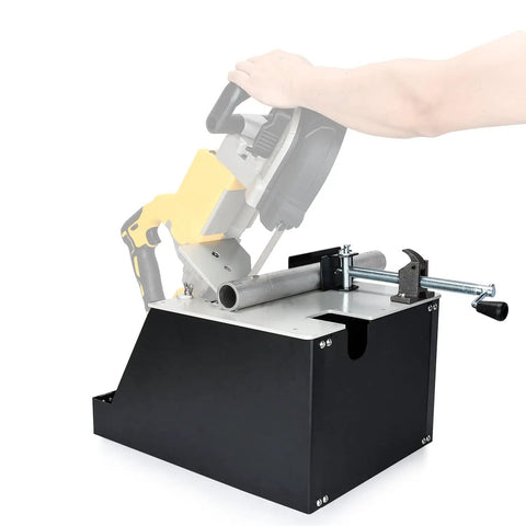 2 In 1 Portable Band Saw Stand With Alloy Steel Construction for Vertical and Horizontal Cutting, shown with quick clamp system.