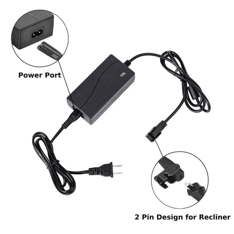 Universal 29V 2A 2 Pin AC DC Switching Power Supply Adapter For Electric Recliners Couches Lift Chairs And Standing Desks Replacement Cord