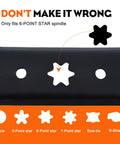 Diagram showing 6-point star blade hole with warning 'Only fits 6-POINT STAR spindle' on 3 Pack High Lift Mower Blades 6 Point Star Set