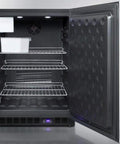 Inside view of the Top Shelf Under Counter Upright Freezer With Panel Ready Door For Seamless Cabinet Look Frost Free Cooling Digital Controls 24 Inch Wide.