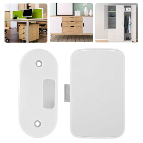 Keyless Smart Bluetooth Cabinet Lock Phone App Control One Touch Open straight up secure storage, white finish for filing cabinets.