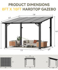 8x10 Foot Wall Mounted Gazebo Pergola For Patio Deck Backyard Heavy Duty Outdoor Shelter With Sloped Roof Black On Clearance