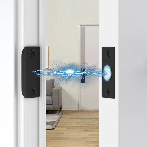 Two Pack Magnetic Door Ball Catch Set For Closet Doors No More Stuck Doors Jiayi Black Magnetic Latch installed view
