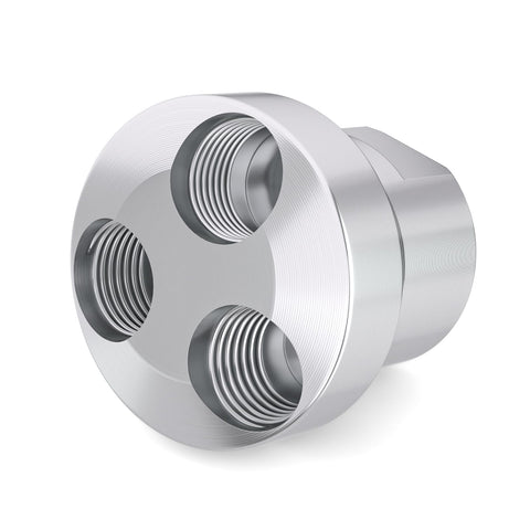 Three Way Aluminum Air Manifold And Splitter For Pneumatic Hoses, Four Port Quick Connect Socket For Shop Use, In Line Type