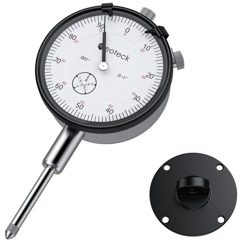 0 To 1 Inch Dial Indicator With 0.001 Inch Resolution, Full Metal Construction Heavy Duty Pro Grade High Precision Gauge