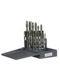 18 Piece High Speed Steel Tap And Drill Combo Set with Precision Hand Taps in open steel case for metalworking and DIY projects