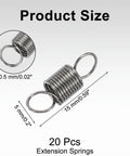 20 Pack Stainless Steel Extension Springs 304 Grade For Tough Industrial Jobs Corrosion Proof Heat Resistant Durable Tiny 0.02 By 0.2 Inch Coils on display with size measurements.