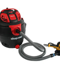 Expanded Multi Brand Power Tool Dust Collection Adapter Kit With Quick Click System installed on a shop vacuum with hose attachment