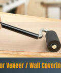 12 Inch Long Handle J Roller For Laminate And Veneer Applications With A One And A Half Inch Diameter And Three Inch Wide Rubber Roller