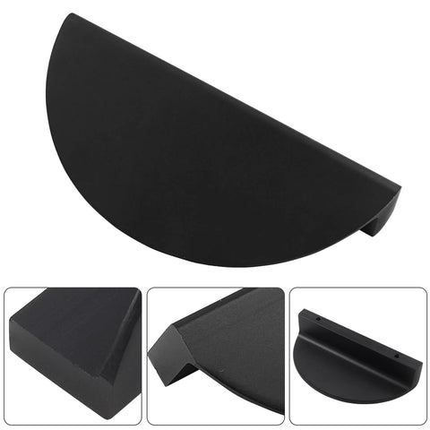 Black Solid Aluminum Half Moon Cabinet Pulls Set Of Four Semicircle Drawer Pulls 3.76 Inches Total Length With 2.5 Inch Center To Center