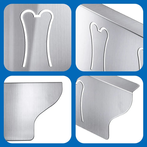 Stainless Steel Stove Gap Covers 2 Pack for Kitchen Counter Gaps, metal texture, close-up details, anti-spill design.