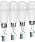Four LED Smart Emergency Light Bulbs With Rechargeable Battery Backup For 3 To 4 Hour Power Outages, Handy Hook