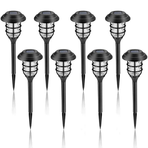 Bright Solar Pathway Lights Outdoor 8 Pack Cold White With Premium Solar Panels And High Capacity Battery Weatherproof Stakes