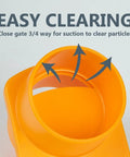 Power Inc 4 Inch Integrated Blast Gate With Dust Control Flex Cuff Anti Gap Tapered ABS Plastic Fitting For Dust Collection Systems showing orange inner opening for suction clearing.