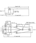 Detailed schematic of Heavy Duty Adjustable Refrigerator Door Hinges Offering Whisper Quiet Shutting And No Sweat Installation.