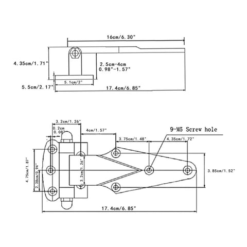 Detailed schematic of Heavy Duty Adjustable Refrigerator Door Hinges Offering Whisper Quiet Shutting And No Sweat Installation.