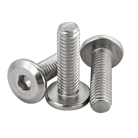 Top Tier 304 Stainless Steel Flat Head Hex Socket Cap Screws M2 M3 M4 M5 35 Mm Allen Bolts For Furniture And DIY Woodworking Projects 100 Piece Kit, showing three bolts.