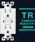 15 Amp GFCI Outlet With LED Indicator Tamper Resistant Safe Indoor Outdoor Receptacle features tamper-resistant design
