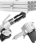 Ultra-Heavy Duty Pneumatic Steel Strapping Machine Tensioner And Cutter Sealer Tool For Industrial Packaging Securing Cargo With 15000 N Force Fits.8 To 1.2 Mm Wide Straps Portable High Tensile Performance with sealer and tensioner.