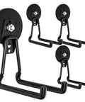 Heavy Duty Magnetic Hooks 4 Pack No Drill Install With Anti Slip Coating, Super Strong Steel Hangers for Storage Black