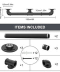 5Ft Industrial Pipe Stair Railing Black Wall Mount Handrail For Indoor Outdoor Stairs Porch Grab Bar 1.3 Inch Diameter parts