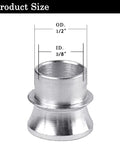 Heavy Duty High Misalignment Spacer Kit Converts One Half Inch Heim Joint Rod End Bore To Three Eighths Inch For Universal Mechanical Linkages Four Pack Durable Construction And Reliable Strength 1/2 OD 3/8 ID steel spacer
