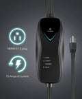 Level 1 EV Charger 120V 15 Amp With 16 Ft Extension Cord And J1772 Cable ETL Certified Portable Plug In Charger, close view.