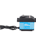 Heavy Duty RC Digital Servo Motor Featuring IP68 Waterproof Sealing And Solid Aluminum Gears with blue casing and power cable.