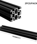 Top Shelf Heavy Duty 3060 T Slot Aluminum Extrusion Rail Profile Black Anodized Coating 1000mm, dual pack, detailed view.