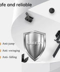 5 Foot Bypass Sliding Barn Door Hardware Track Kit for Easy Install with safety features displayed, carbon steel and nylon rollers