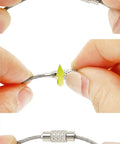 Heavy Duty 6 Inch Stainless Steel Wire Key Rings And Keychains Kit With 1.5mm Tag Rope 12 Pcs closure demonstration