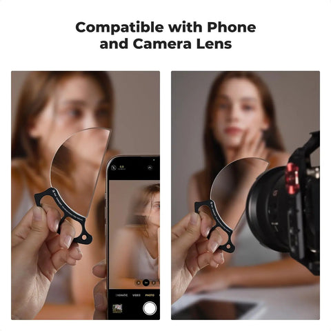 Handheld Drag Filter For Photography, 100mm Glass, showing prism effects with phone and camera lens for creative shots.