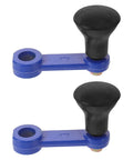 Two Pack Rotary Cultivator Tiller Lift Handle With Ergonomic Grip For Tractor And Lawn Tiller, shown in blue and black