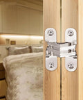 Concealed Cross Hinge Set Heavy Duty Stainless Steel 2 Pack Folding Door Hinges with 180 Degree Opening for Wooden Doors