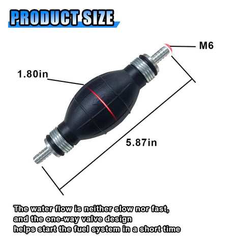 Fuel Line Hand Primer Bulb 6mm One Quarter Inch Rubber One Way Fuel Pump Transfer Vacuum Primer Pump for gasoline and diesel engines