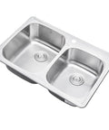 33x22x9 Inch 60/40 Offset Double Bowl Stainless Steel Kitchen Sink With Strainer And Dish Rack, 18 Gauge T304 Rust Resistant