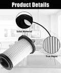 Top Shelf HEPA Pre Motor Vacuum Filters 2 Pack with solid black rim and pleated white build for efficient dust trapping.