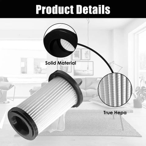Top Shelf HEPA Pre Motor Vacuum Filters 2 Pack with solid black rim and pleated white build for efficient dust trapping.