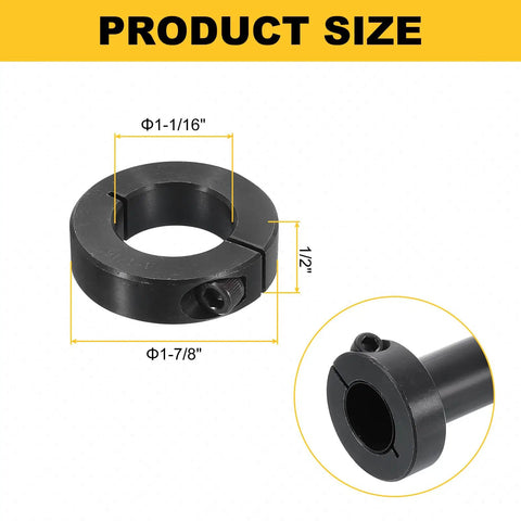 Single Split Shaft Collar 1-1/16 Bore 1-7/8 OD 1/2 Thick One Piece Clamping Collar With Set Screw Lock Steel Black Oxide