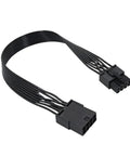Beefy PCIe to 8 Pin Extension Cable Featuring Tinned Copper Conductors for Steady Gpu Power Delivery and Flame Retardant PVC Jacket, flexible black cable.