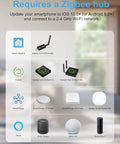 Image displaying ZigBee compatibility for various smart hubs and devices including Alexa and SmartThings.
