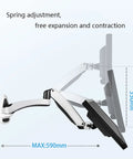 Desk Clearing Wall Mount Monitor Arm With Butter Smooth Mechanical Spring Adjustment Fits 12 To 27 Inch Screens, showing spring adjustment feature.